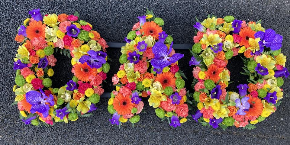 mixed flower Letter Name floral funeral tribute Cornwall
